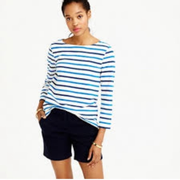 J. CREW Boat Neck Tee T-Shirt Top Blouse Ivory Blue Red Pullover Nautical Knit - Picture 10 of 10